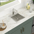 Logmey 15" Outdoor Undermount Workstation Sink with Faucet Set for Backyard, Bar & RVorkstation Bar Sink - Drop-In Single Bowl with Pull-out Faucet - Silver Stainless Steel