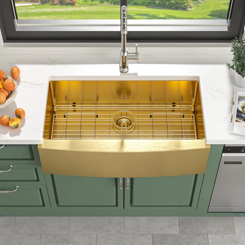 Logmey 33" x 21" Farmhouse Kitchen Sink - 16 Gauge Stainless Steel Single Bowl Apron Front Sink