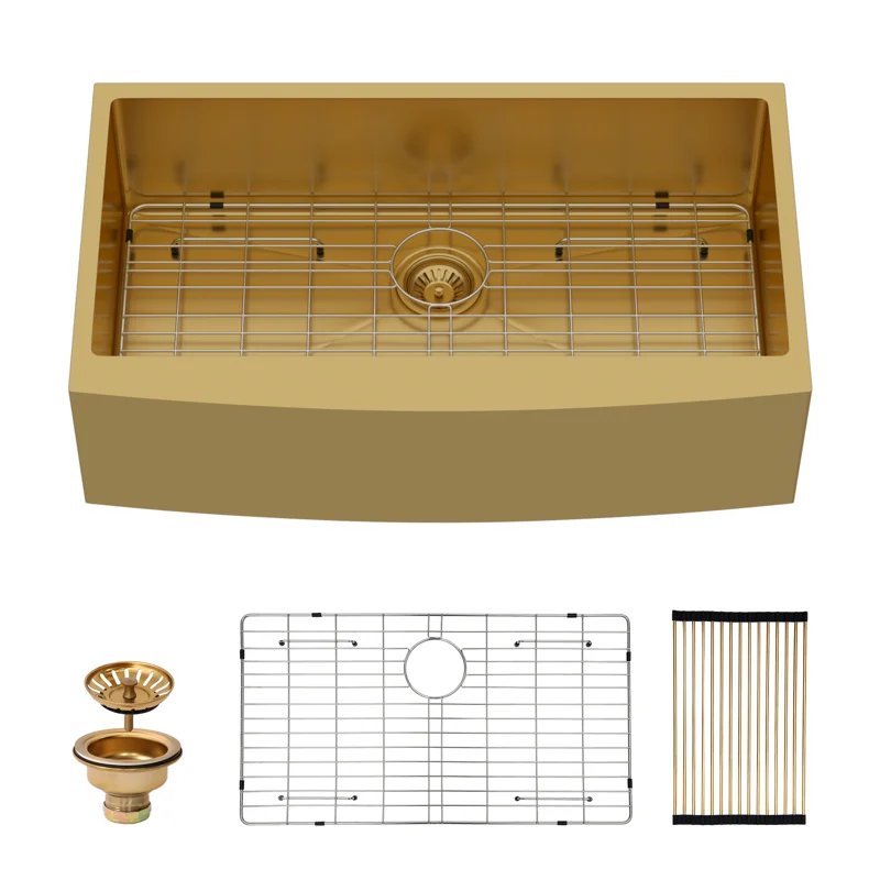 Logmey 33" x 21" Farmhouse Apron Front Kitchen Sink - 16 Gauge Stainless Steel Single Bowl