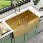 Logmey 33" x 21" Farmhouse Kitchen Sink - 16 Gauge Stainless Steel Single Bowl Apron Front Sink