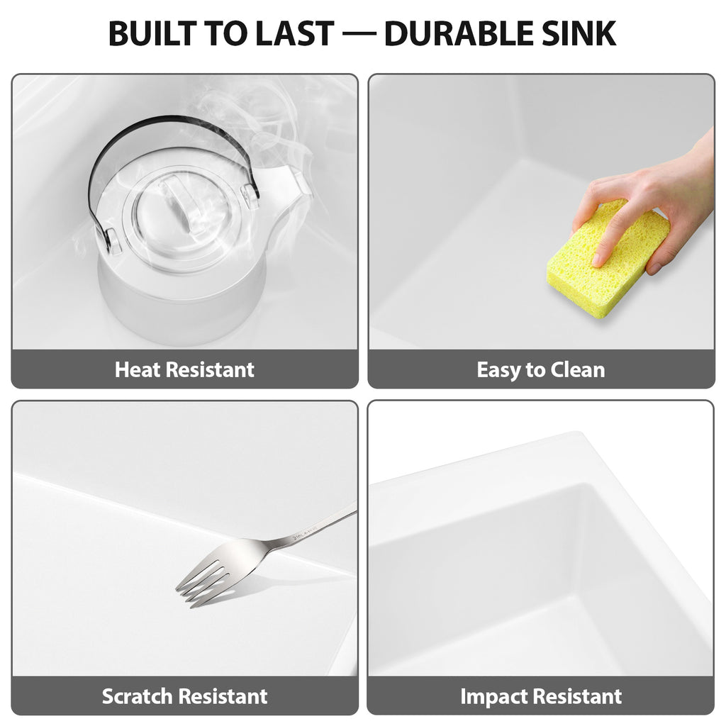 Logmey 33''x 22'' Drop-In Fireclay Kitchen Sink