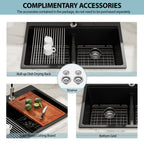 Logmey 33x19 Seamless Black Quartz Culinary Workstation Kitchen Sink Combo