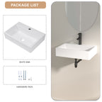 Logmey 20x14 Wall-Mounted Porcelain Bathroom Basin