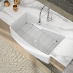 Logmey 33"  x 19"  Single Basin Farmhouse Apron Kitchen Sink White Ceramic