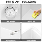 Logmey 33" Farmhouse Kitchen Sink White Workstation Fireclay Apron Front Farm Sink Undermount 33" x 20" x 10" Single Bowl White Ceramic Sinks for Countryside Classic Style