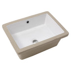 Logmey 18 x12 Inch Undermount Pure White Porcelain Ceramic Bathroom Vessel Sink