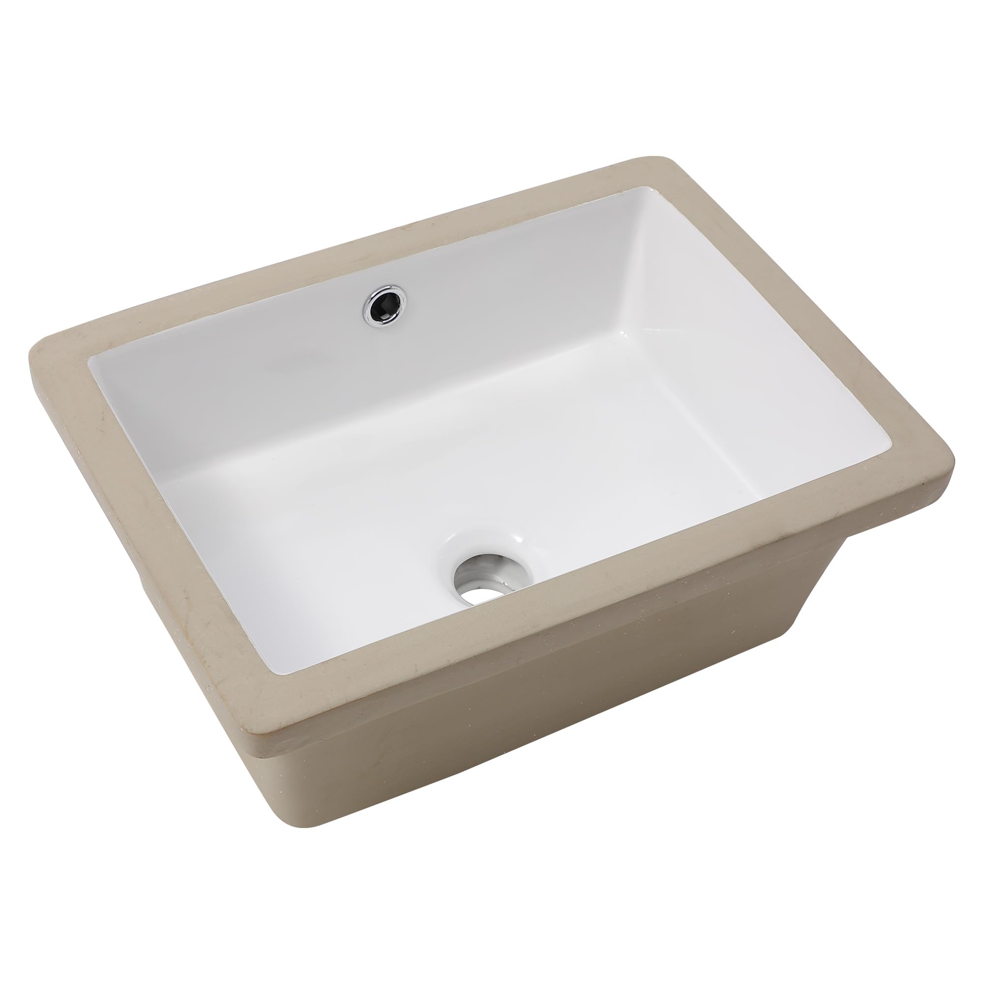 Logmey 18 x12 Inch Undermount Pure White Porcelain Ceramic Bathroom Vessel Sink