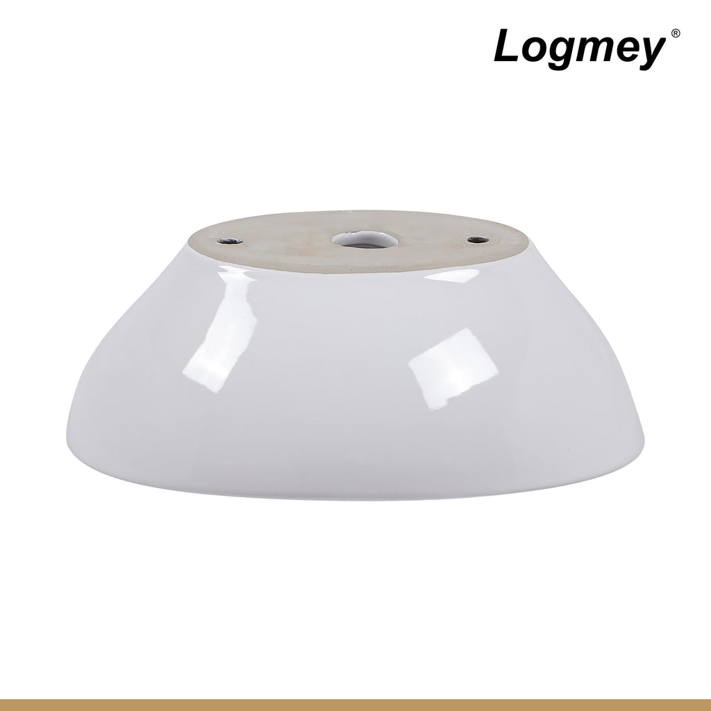 Logmey 16''x13'' Bathroom Sink - Above Counter Rectangular Vessel Single Bowl - White Porcelain Ceramic