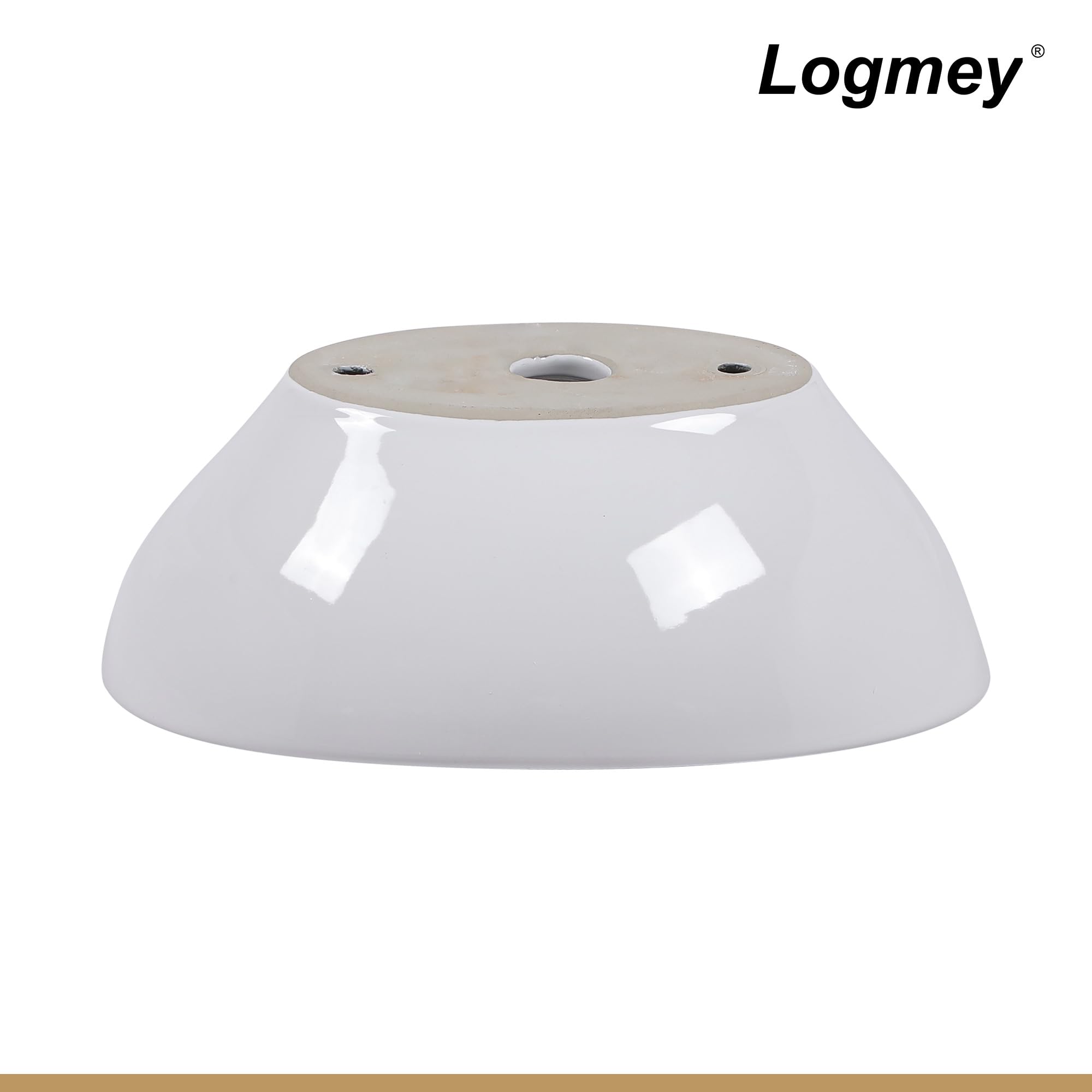 Logmey 16''x13'' Bathroom Sink - Above Counter Rectangular Vessel Single Bowl - White Porcelain Ceramic