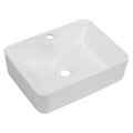 Logmey 19x15 Inch White Modern Above Counter Porcelain Ceramic Bathroom Vessel Sink