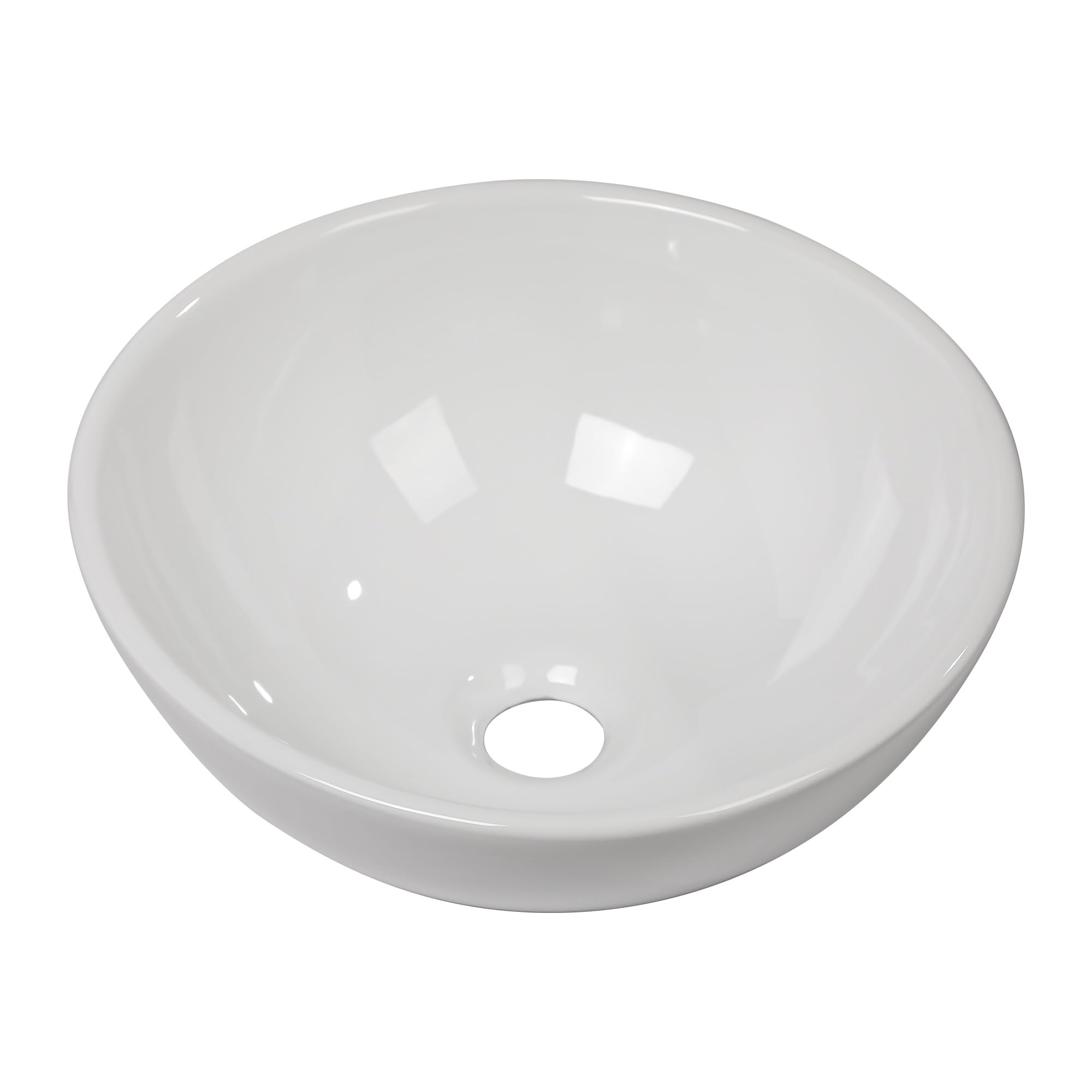 Logmey 16x16 Inch Modern White Round Above Counter Porcelain Ceramic Bathroom Vessel Sink