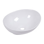 Logmey 16x13 inch Modern Above Counter White Porcelain Ceramic Bathroom Vessel Sink