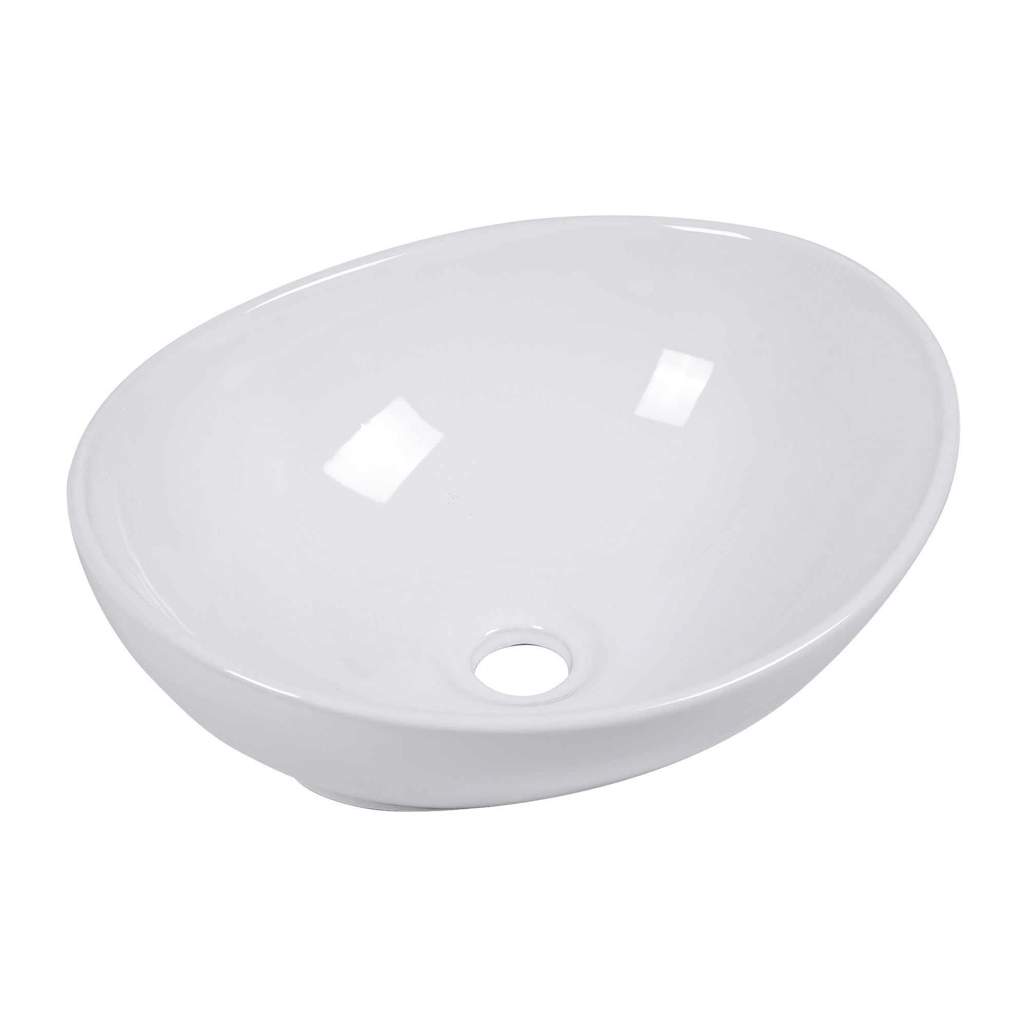 Logmey 16x13 inch Modern Above Counter White Porcelain Ceramic Bathroom Vessel Sink