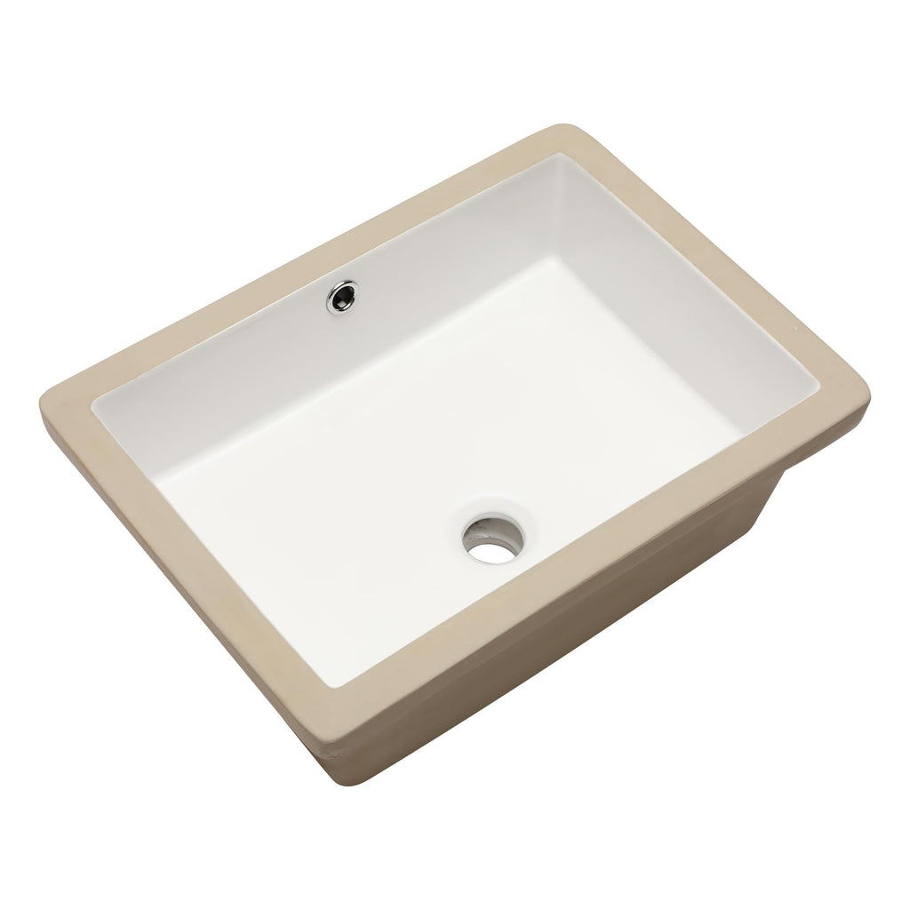Logmey 20x14 Inch Undermount Pure White Rectrangle Porcelain Ceramic Bathroom Vessel Sink