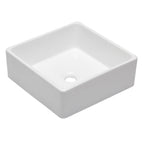 Logmey 15x15 Inch Square Above Counter White Porcelain Ceramic Bathroom Vessel Sink