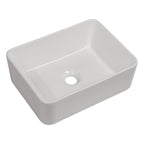 Logmey 16''x12'' Bathroom Sink - Above Counter Rectangular Vessel Single Bowl - White Porcelain Ceramic