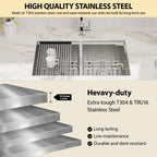 Logmey 30 Inch Low-Divide Workstation Undermount Kitchen Sink 50/50 Double Sink