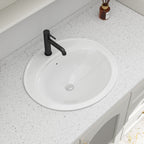 Logmey 21.8 Inch Modern White Oval Topmount Bathroom Sink