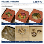 Logmey 36'' x 19'' Undermount Workstation Kitchen Sink