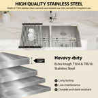 Logmey 30x19 Seamless Undermount 50/50 Double Basin Kitchen Sink Combo