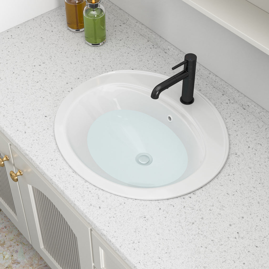 Logmey 21.8 Inch Modern White Oval Topmount Bathroom Sink