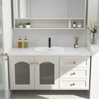 Logmey 21.8 Inch Modern White Oval Topmount Bathroom Sink