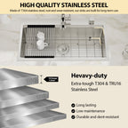 Logmey 33'' Workstation Kitchen Sink - Drop-In Single Bowl - Silver Stainless Steel