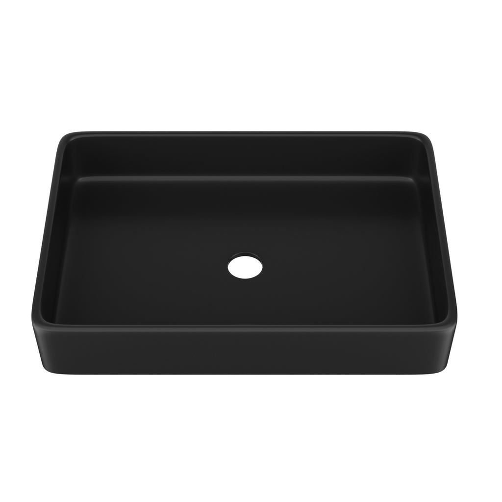 Logmey 24'' x 16'' Matte Black Rectangular Vessel Sink
