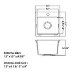 Logmey 15x15 Drop-In Quartz Bar Sink Workstation