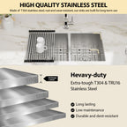 Logmey 30x19 Seamless Undermount 60/40 Double Bowl Kitchen Sink Combo
