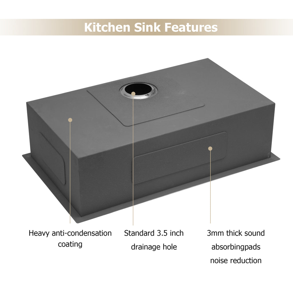 Logmey 32 Inch 16 Gauge Stainless Steel Undermount Kitchen Sink