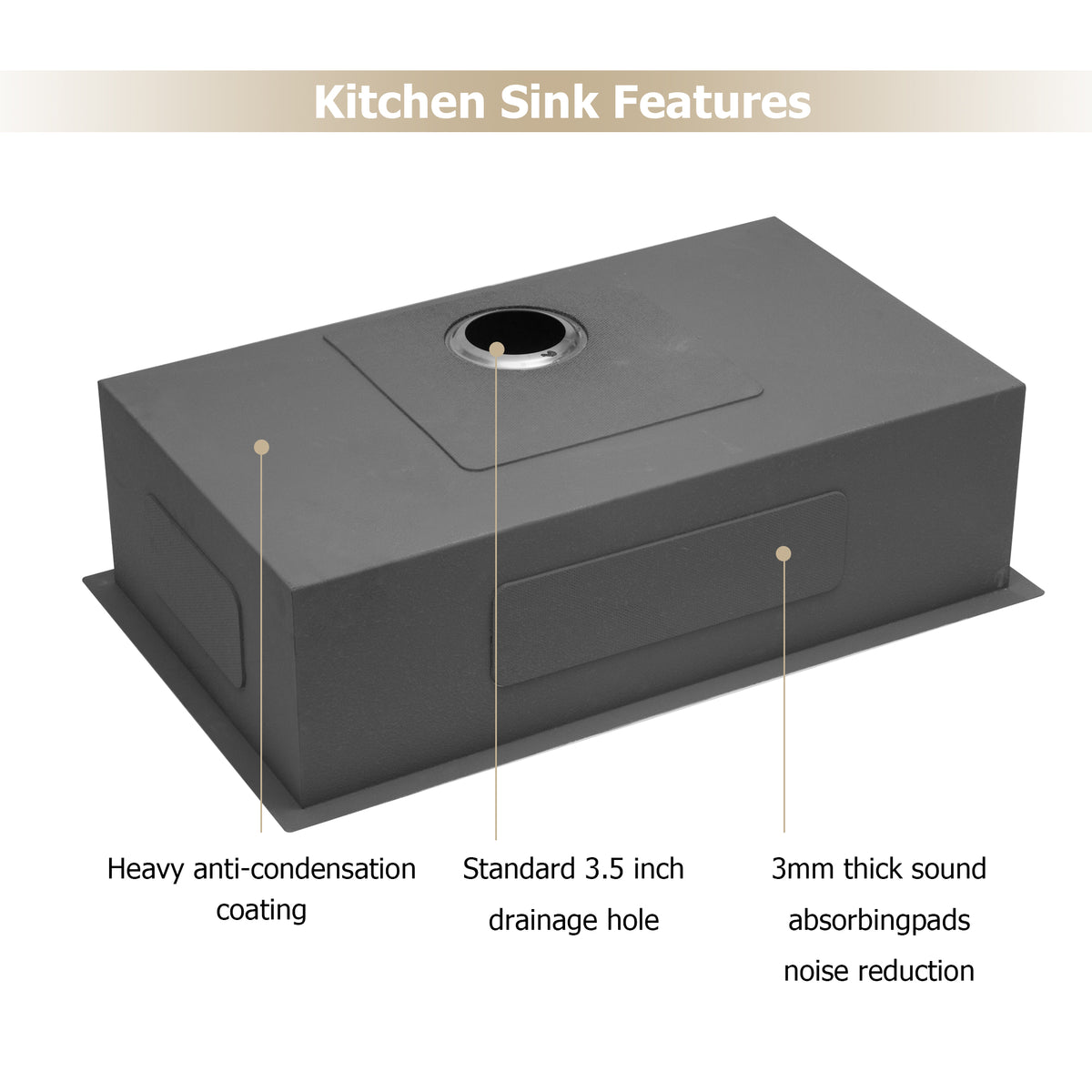Logmey 32 Inch 16 Gauge Stainless Steel Undermount Kitchen Sink
