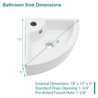 Logmey 18x13 Compact Triangular Floating Wall Mount Bathroom Sink