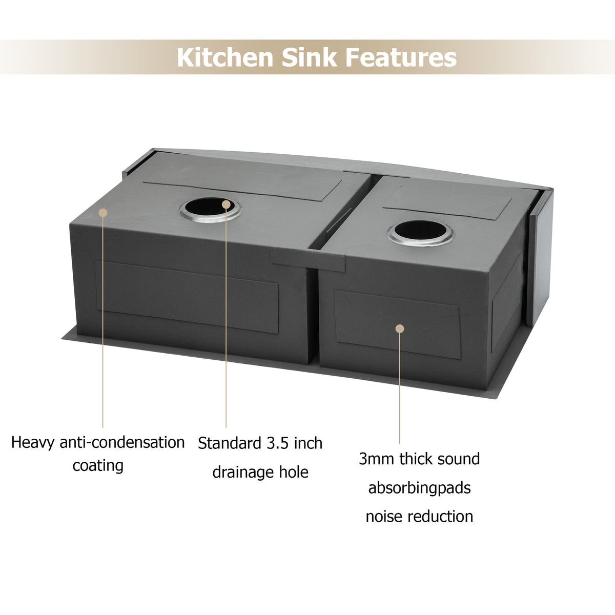 Logmey 36''x 20'' Apron Front Farmhouse Double Bowl Kitchen Sink