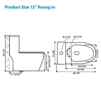Logmey Elongated One Piece Toilet - White Siphonic Dual Flush