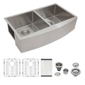 Logmey 33 inch Double Bowl Farmhouse Sink - 33x20 