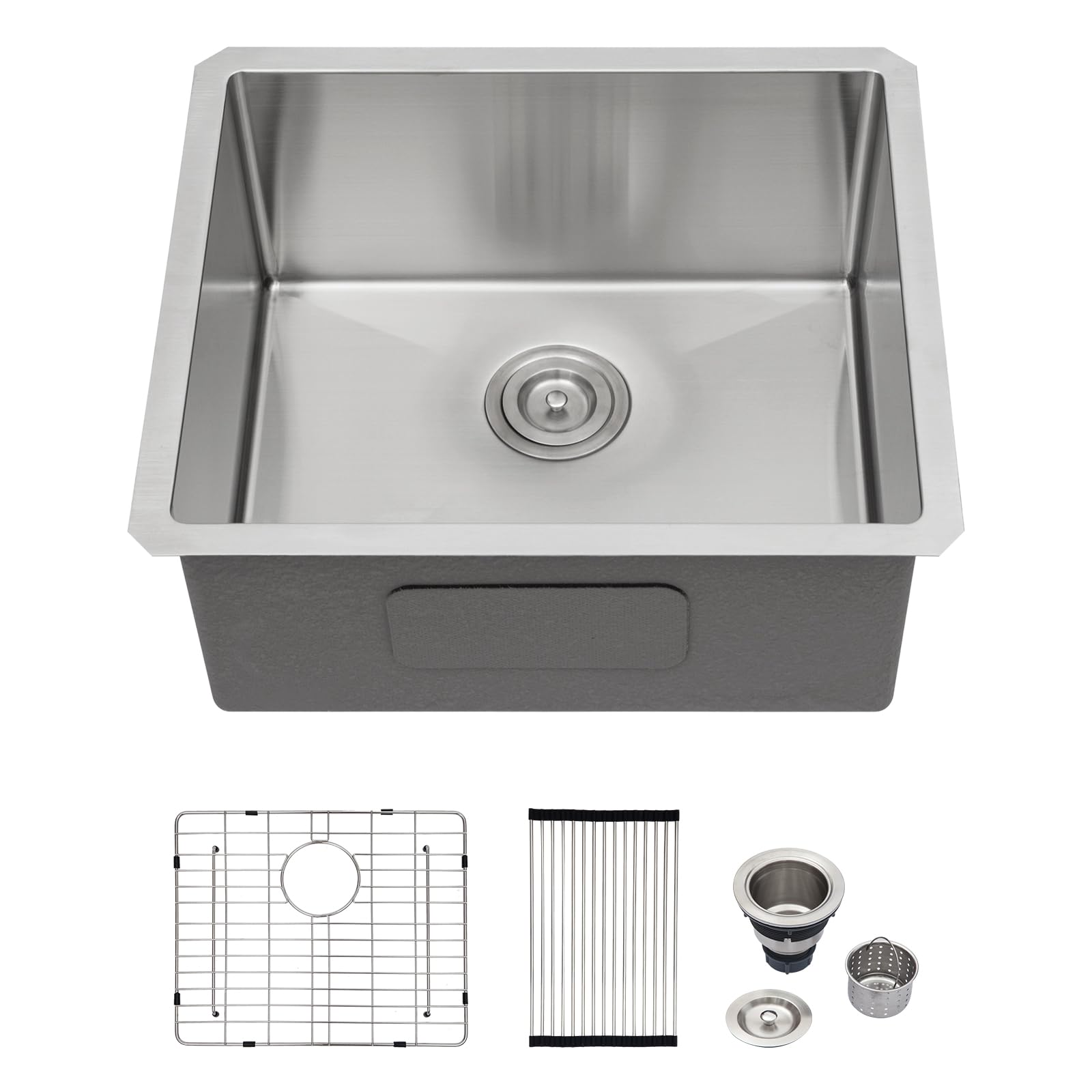Logmey 23x18 Inch Single Bowl Undermount Stainless Steel Kitchen Sink