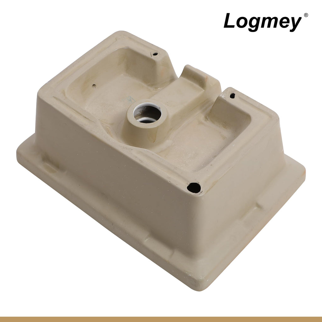 Logmey 18''x12'' Bathroom Sink - Undermount Vessel Single Bowl - White Porcelain Ceramic