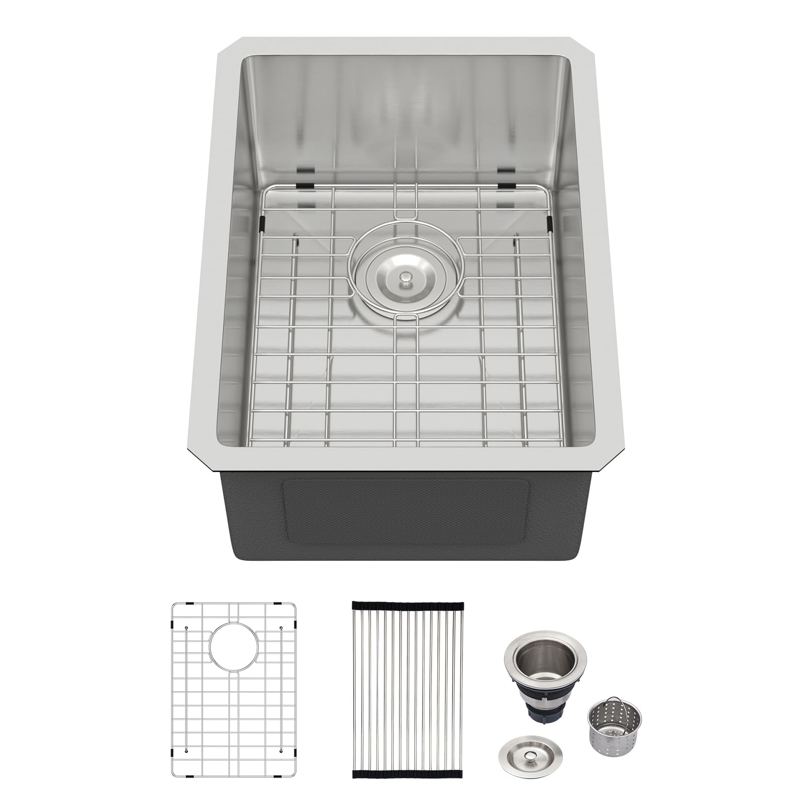 Logmey 15x20 Inch Undermount Single Bowl Stainless Steel Bar Sink