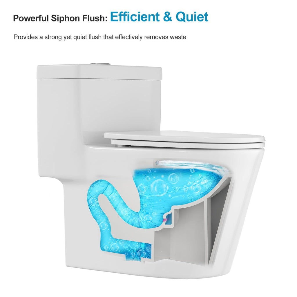 Logmey Elongated One Piece Toilet - White Rotary Dual Flush