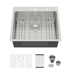 Logmey 25 Inch Drop In Kitchen Sink 25x22 In Handm