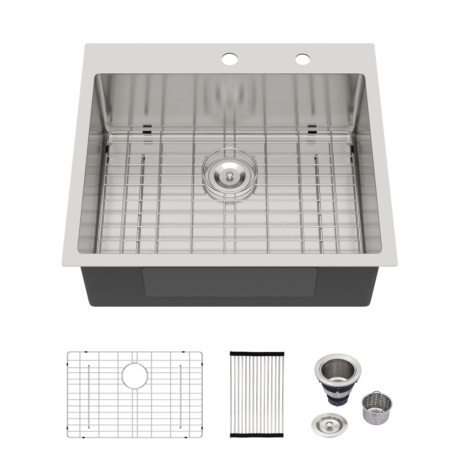 Logmey 25 Inch Drop In Kitchen Sink 25x22 In Handm