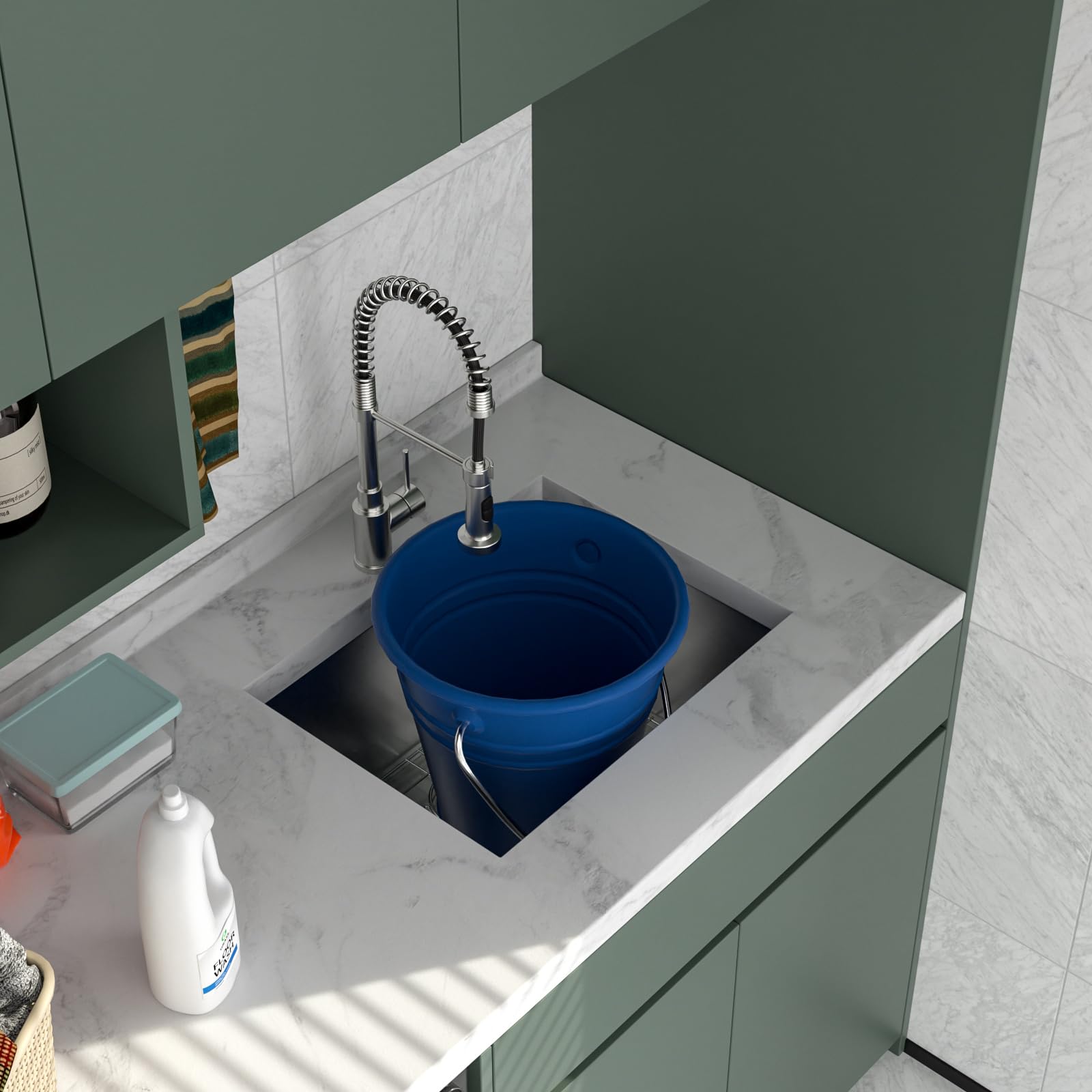 Logmey 24'' Laundry Utility Sink - Undermount Deep Single Bowl - Silver Stainless Steel