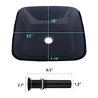 Logmey 16'' Bathroom Vessel Sink - Square Countertop Single Bowl with Drain & Vanity Top - Gray Tempered Glass
