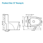 Logmey Elongated One Piece Toilet - White Quiet Siphonic Dual Flush
