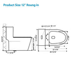 Logmey Elongated One Piece Toilet - White Rotary Dual Flush
