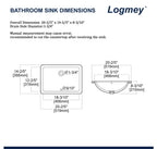 Logmey 21'' Bathroom Sink - Undermount Rectangular Single Bowl with Overflow - White Porcelain