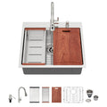 Logmey 25x22 Drop in Kitchen Sink Workstation with