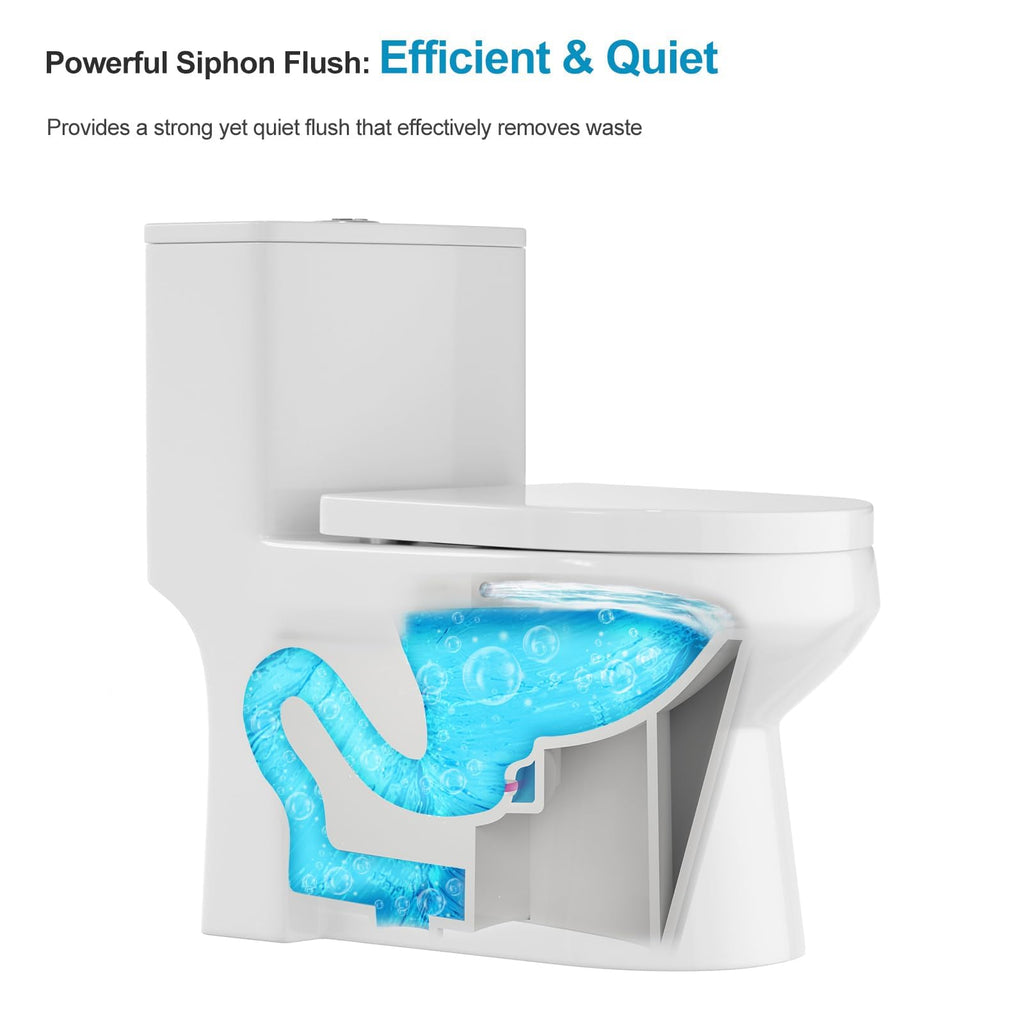 Logmey Elongated One Piece Toilet - White Siphonic Comfort Height