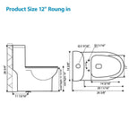 Logmey Elongated One Piece Toilet - White Siphonic Dual Flush